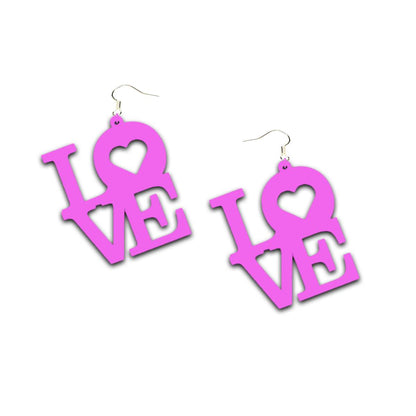 Love collection of Laser Cut Earrings - 01 / Pink - jewelry