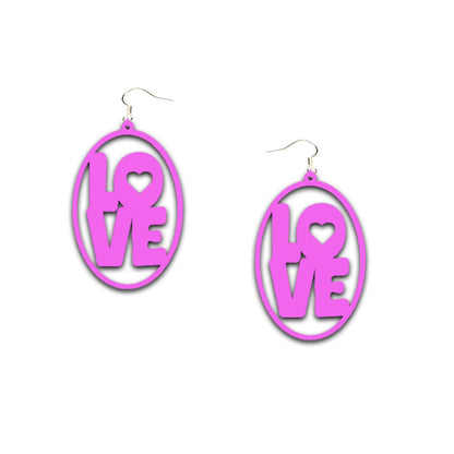 Love collection of Laser Cut Earrings - 02 / Pink - jewelry
