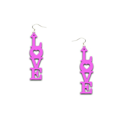 Love collection of Laser Cut Earrings - 03 / Pink - jewelry