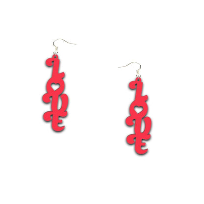 Love collection of Laser Cut Earrings - 04 / Red - jewelry