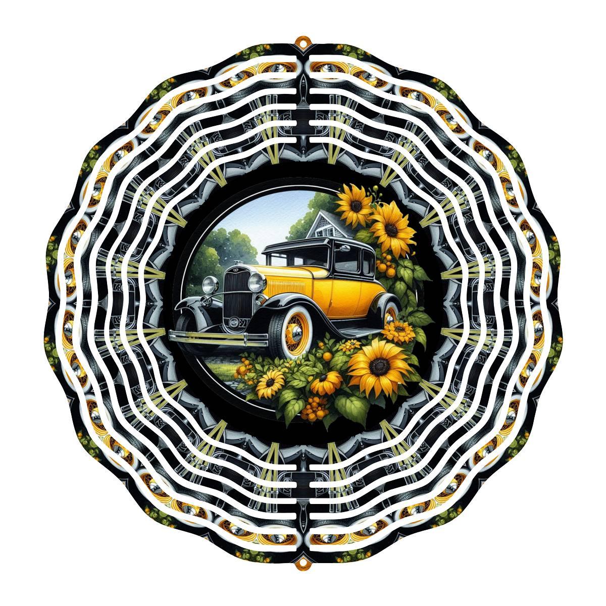 Classic Auto in Yellow - a Wind Spinner - Kimmie's Creations L.L.C.