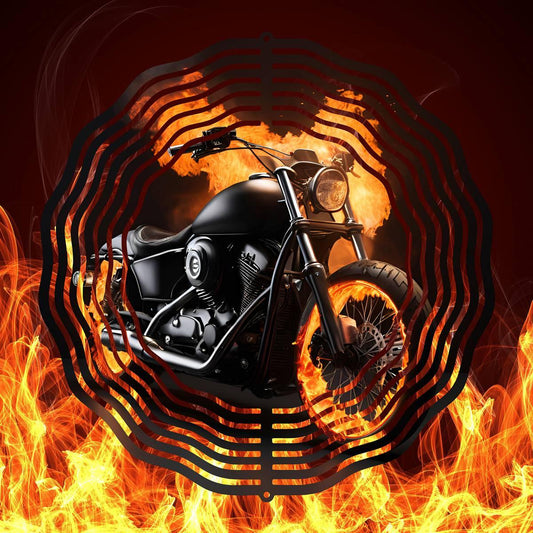 Flaming Cycle: A Hot Ride Wind Spinner - wind spinner