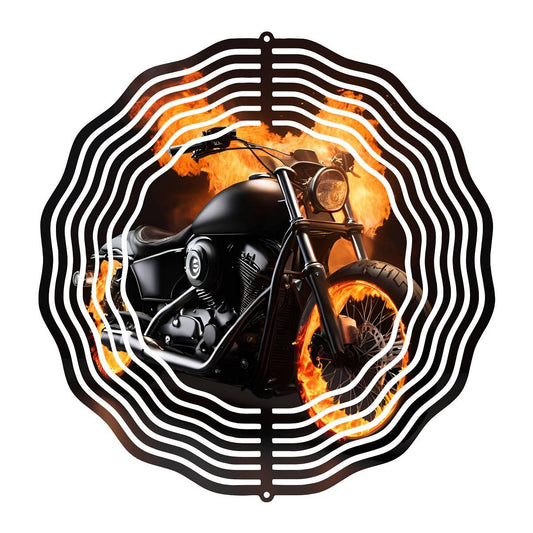 Flaming Cycle: A Hot Ride Wind Spinner - wind spinner