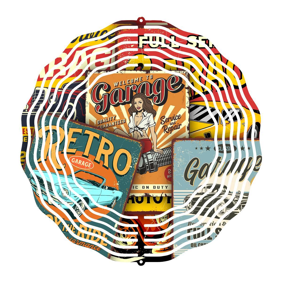 Classic Garage Signs Wind Spinner with 2 design choices - Kimmie's Creations L.L.C.