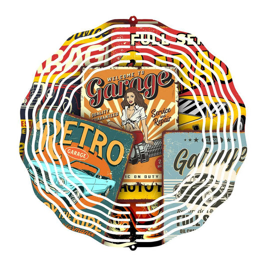 Classic Garage Signs Wind Spinner with 2 design choices - wind spinner