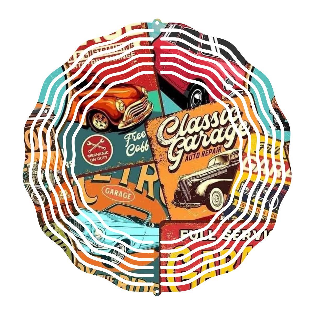 Classic Garage Signs Wind Spinner with 2 design choices - Kimmie's Creations L.L.C.