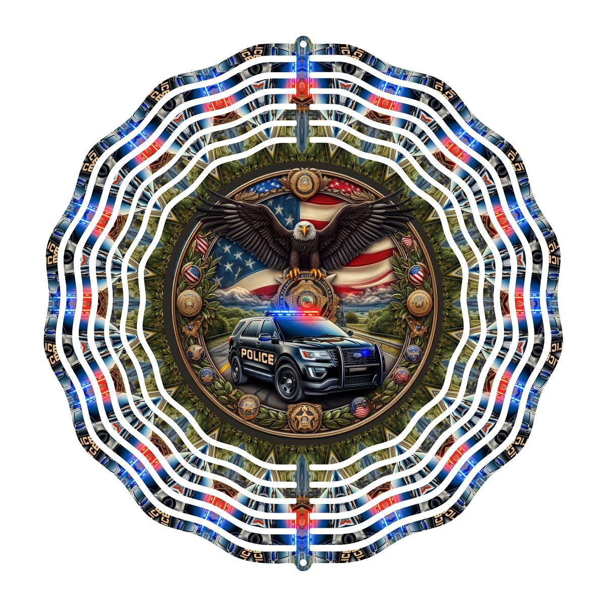 Patriotic Police Vehicle and Eagle Wind Spinner - Kimmie's Creations L.L.C.