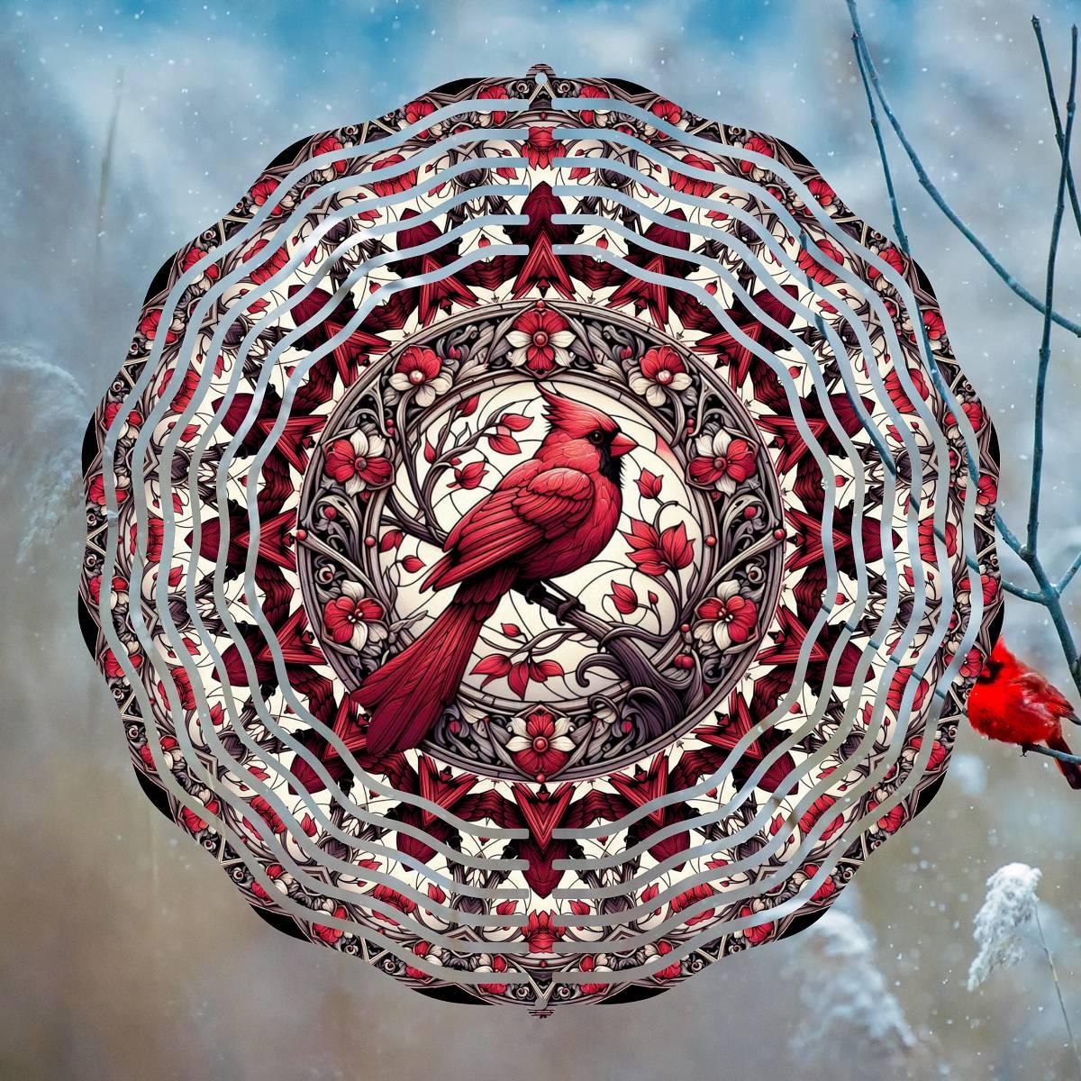Cardinal in Stained Glass Wind Spinner - wind spinner