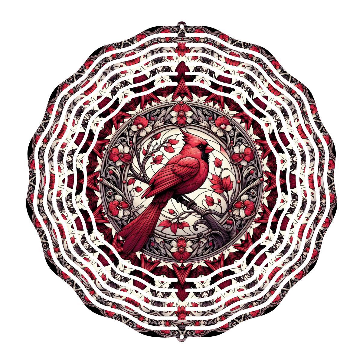 Cardinal in Stained Glass Wind Spinner - wind spinner