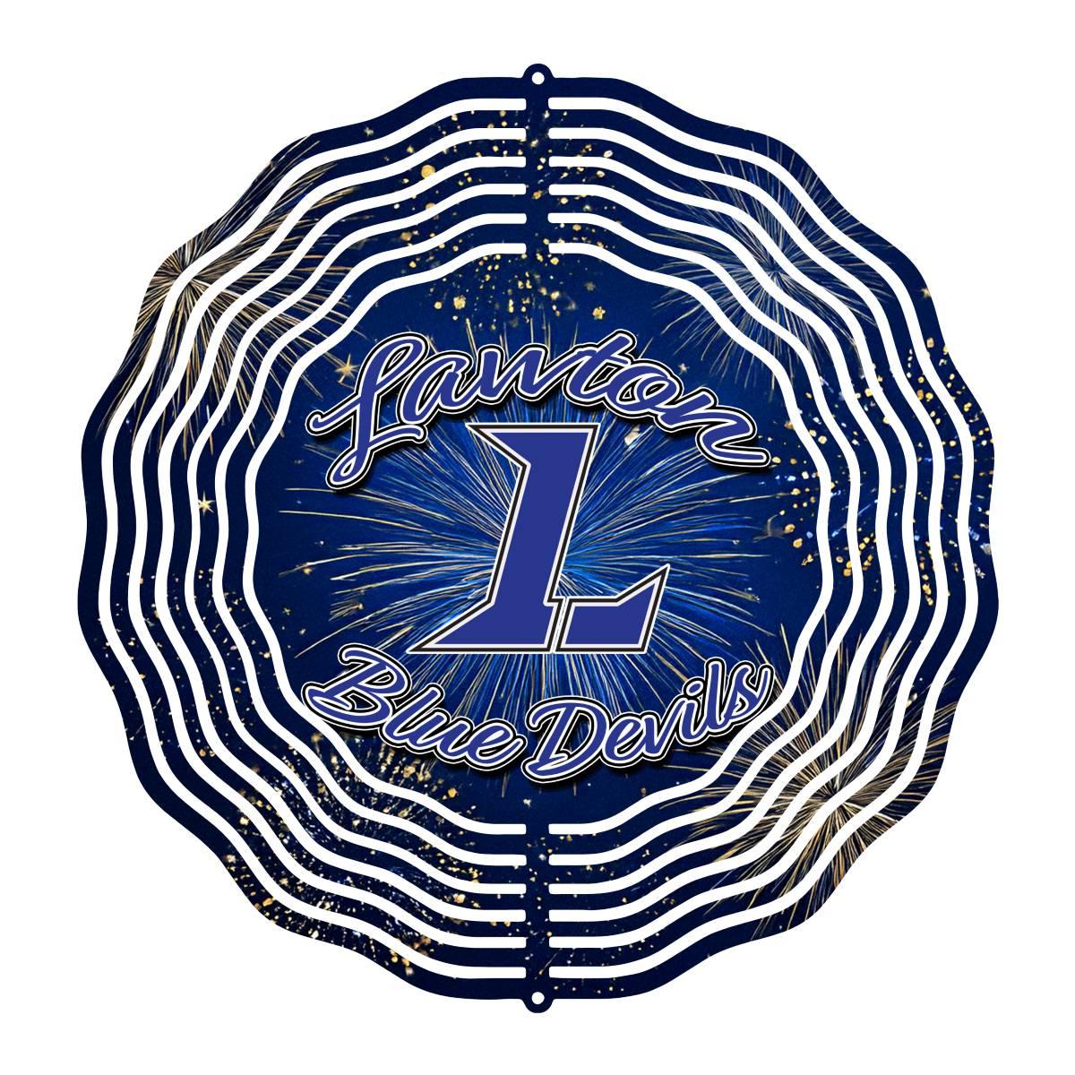 Lawton Blue Devils with Fireworks wind spinner - Kimmie's Creations L.L.C.