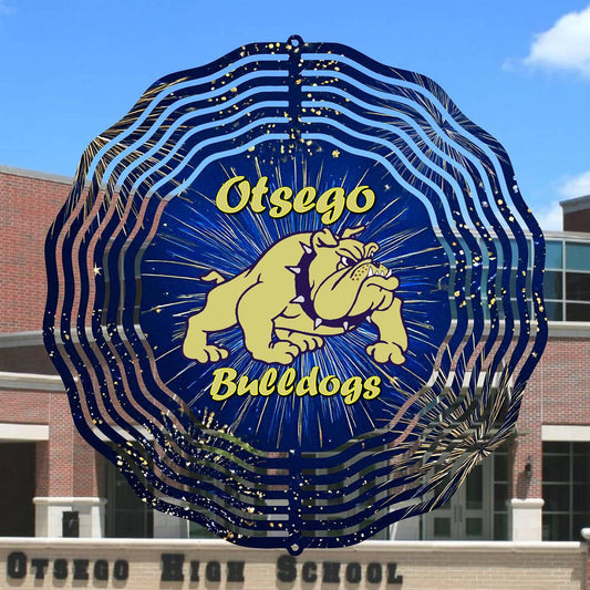 Otsego Bulldogs with Fireworks wind spinner - Kimmie's Creations L.L.C.