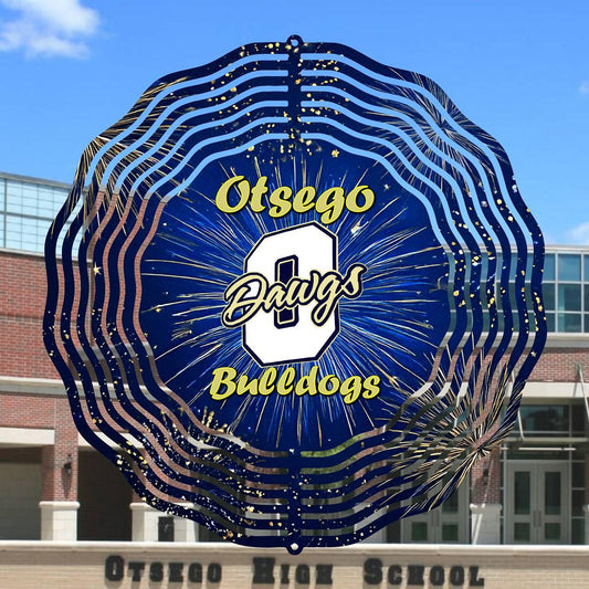 Otsego Dawgs with Fireworks wind spinner - Kimmie's Creations L.L.C.