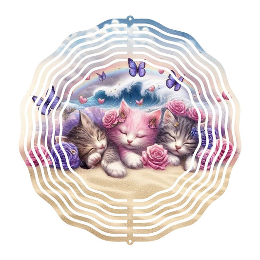 Three Sleeping Kittens Wind Spinner