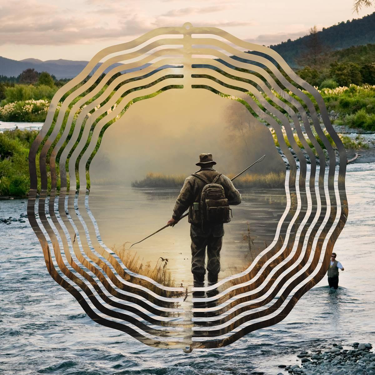 River Fishing Serenity on a Wind Spinner with 6 different image options - Kimmie's Creations L.L.C.