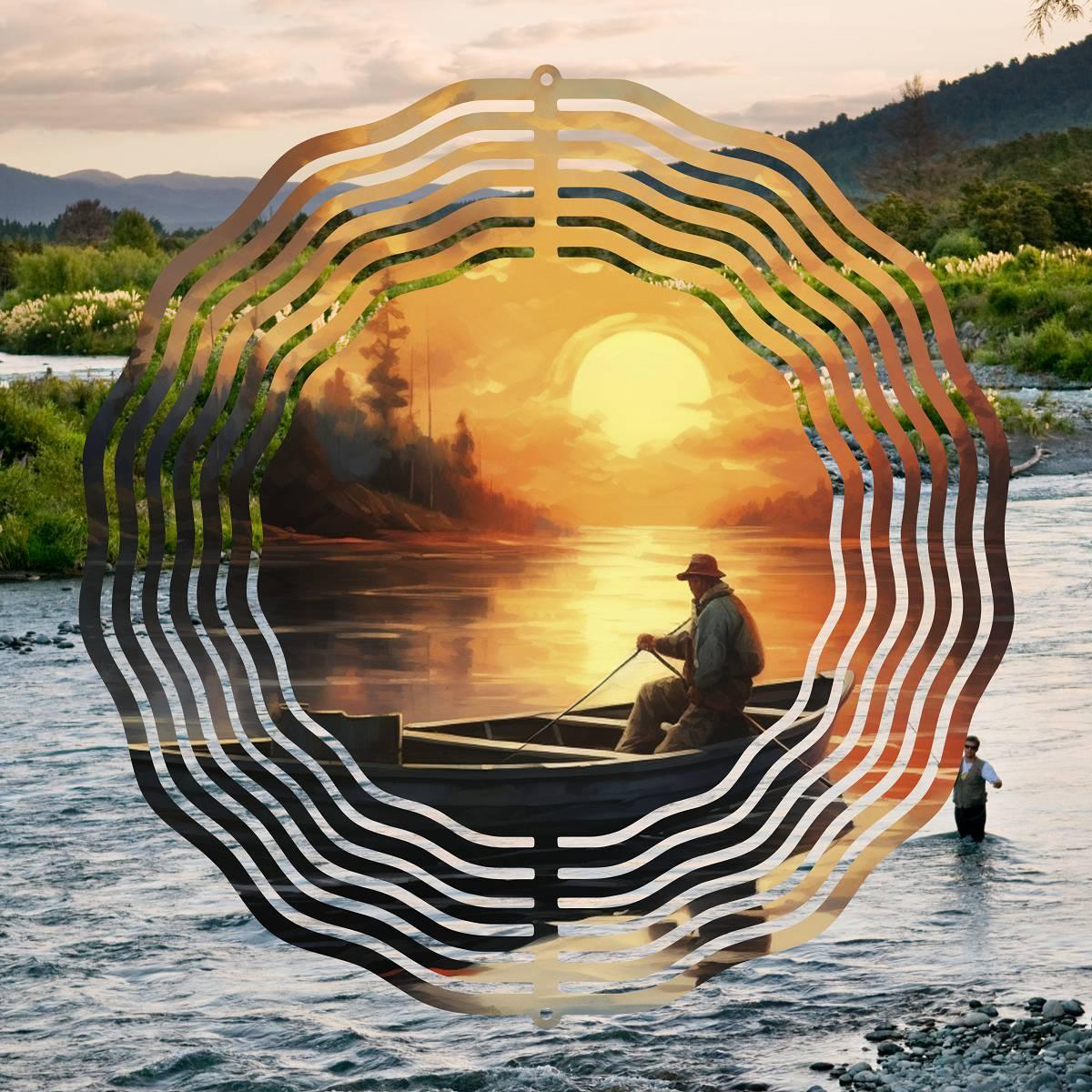 River Fishing Serenity on a Wind Spinner with 6 different image options - Kimmie's Creations L.L.C.