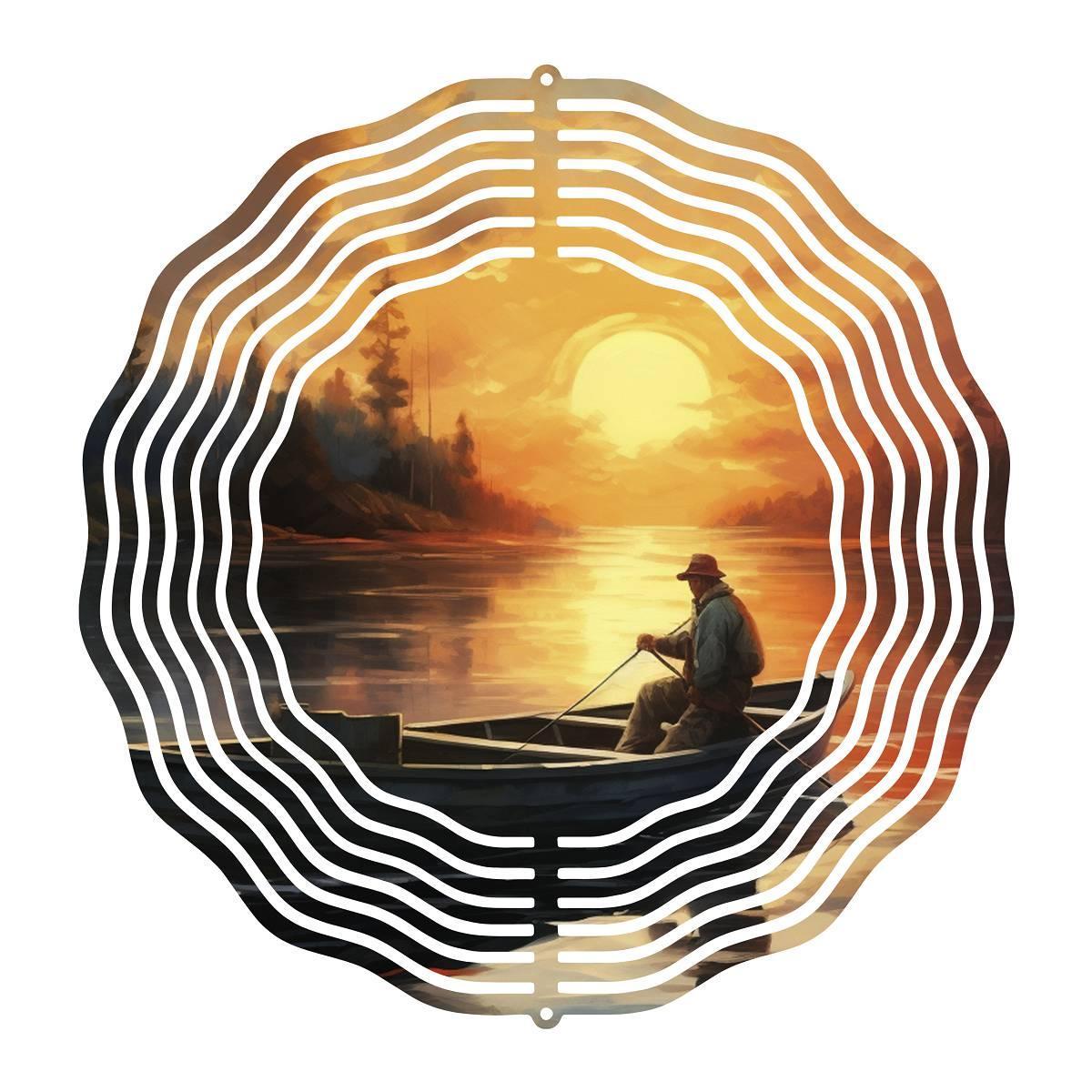 River Fishing Serenity on a Wind Spinner with 6 different image options - Kimmie's Creations L.L.C.