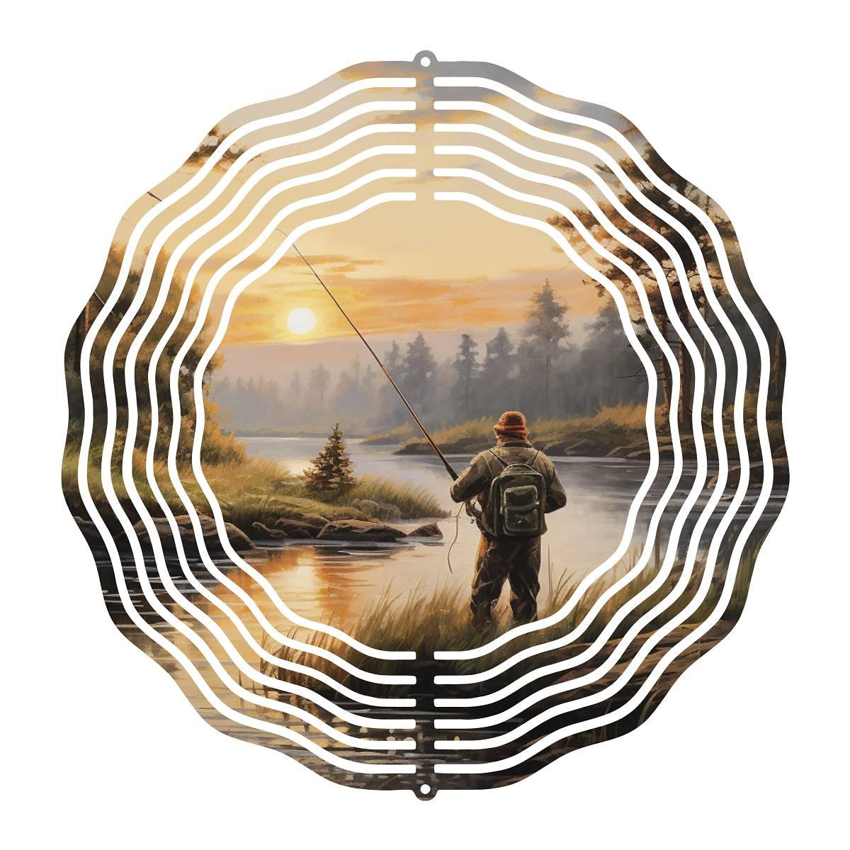 River Fishing Serenity on a Wind Spinner with 6 different image options - Kimmie's Creations L.L.C.