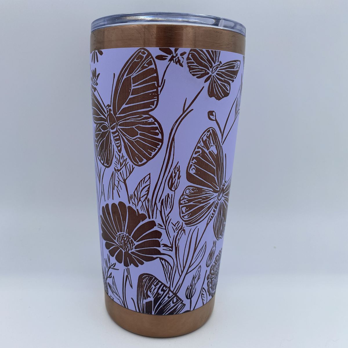 Wildflowers and butterflies engraved 20oz stainless steel tumbler