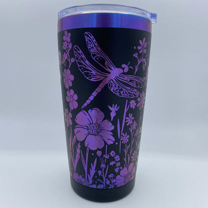 Wildflowers and Dragonflies Engraved Tumbler