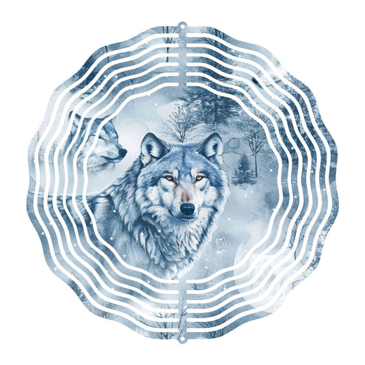 Winter Wolves in the Forest Wind Spinner