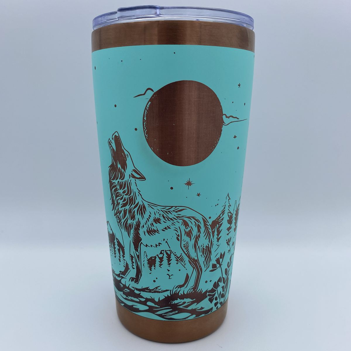 Wolf Howling at the Moon Engraved Tumbler