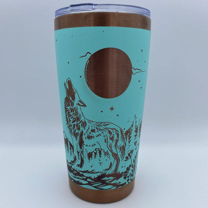 Wolf Howling at the Moon Engraved Tumbler