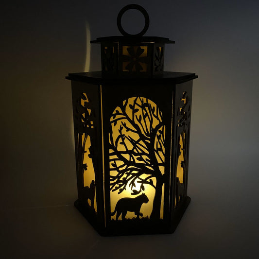 Wolves & Lions flameless candle Lantern