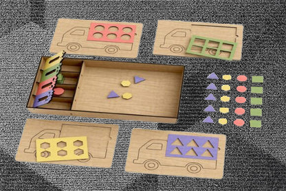Trucks, Shapes and Colors Wooden Puzzle - Kimmie's Creations L.L.C.