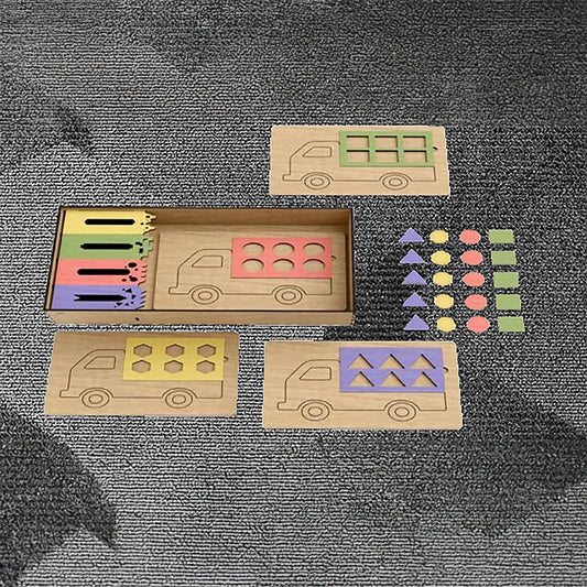 Trucks, Shapes and Colors Wooden Puzzle