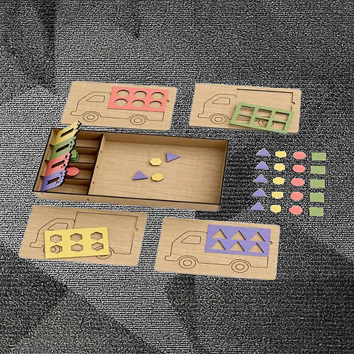 Trucks, Shapes and Colors Wooden Puzzle