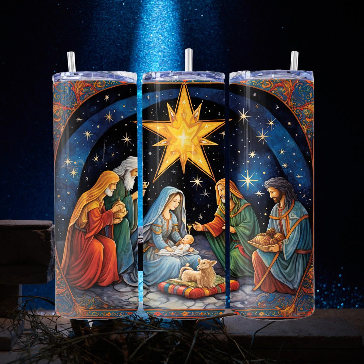 Astoundingly Detailed Nativity Art: Oh Holy Night - a Skinny Tumbler - Kimmie's Creations L.L.C.