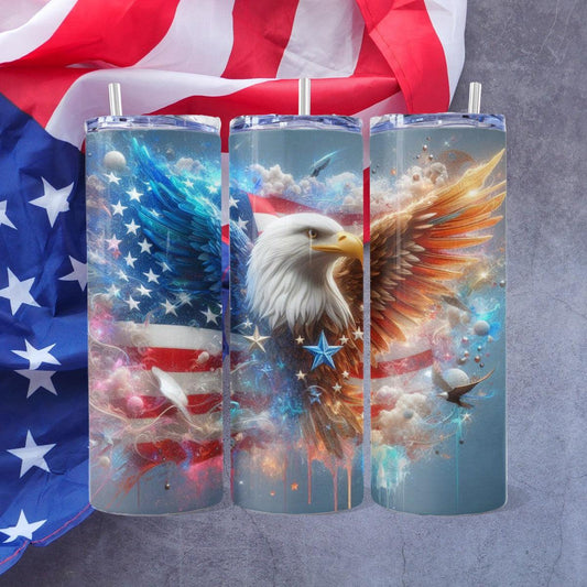 Captivating Eagle Skinny Tumbler: Patriotic Beauty - Kimmie's Creations L.L.C.