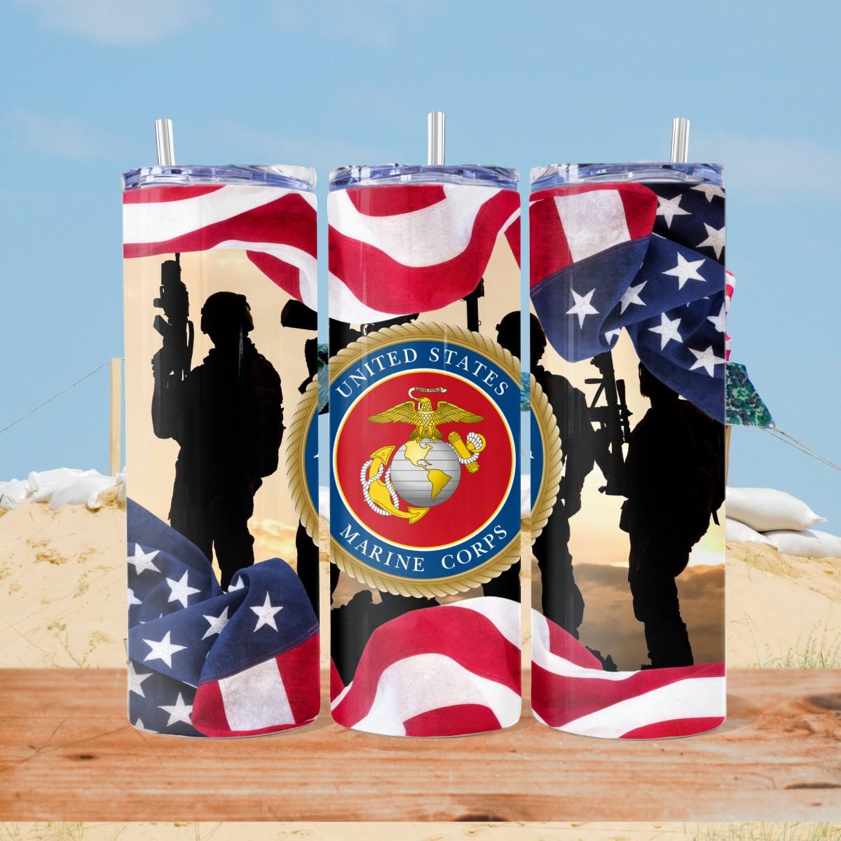 US Marines Skinny Tumbler with 2 image choices - Kimmie's Creations L.L.C.