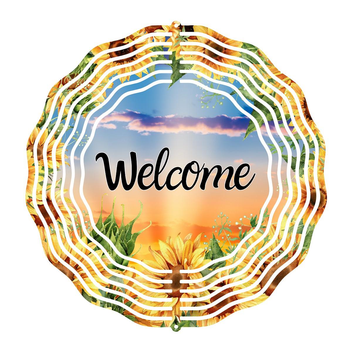 Welcome Sign with Sunflowers on Wind Spinner - Kimmie's Creations L.L.C.