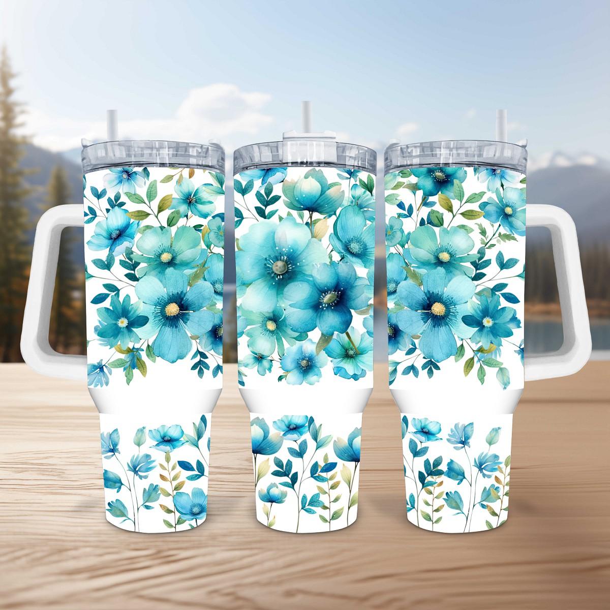 Turquoise Blossom Tumbler Steals the Spotlight - a 40 oz Tumbler! - Kimmie's Creations L.L.C.