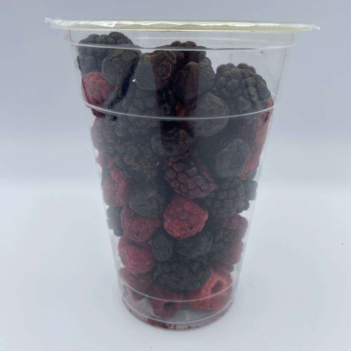 Berry Medley freeze-dried fruit snack mix in 1.5oz container with strawberries blueberries blackberries and raspberries