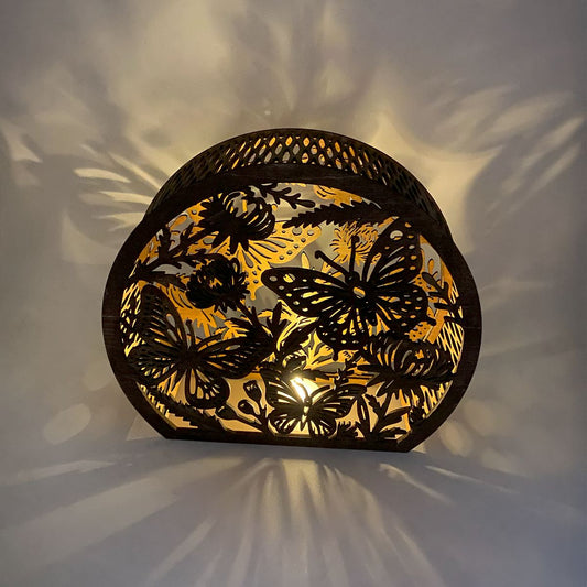 Butterfly and flowers flameless candle Lantern