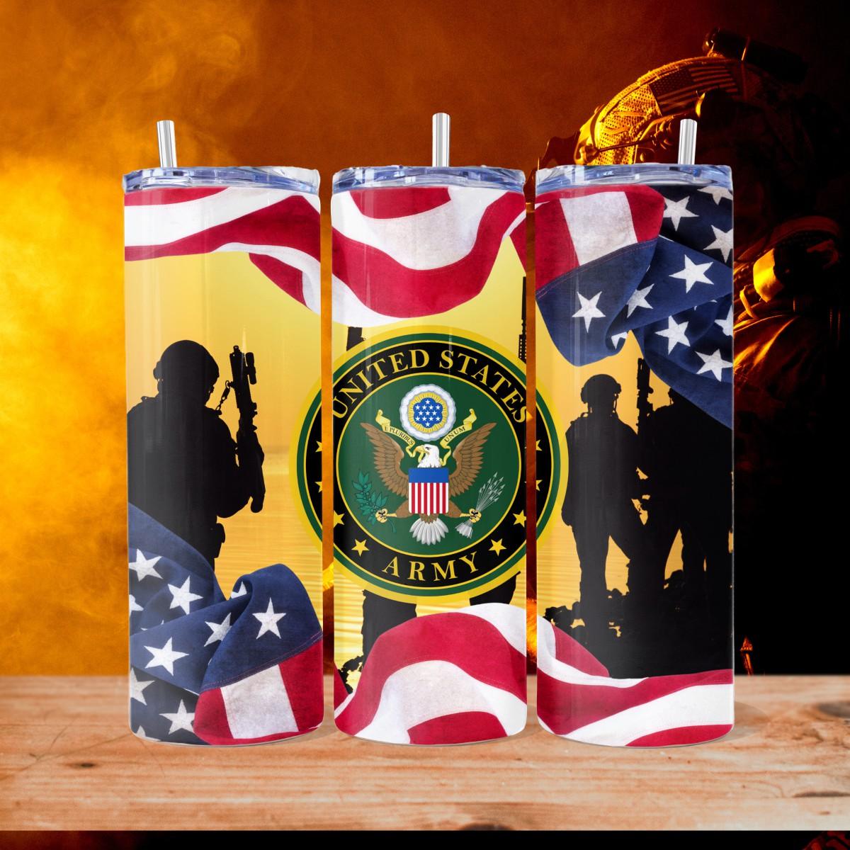 US Army Skinny Tumbler with 2 image choices - Kimmie's Creations L.L.C.