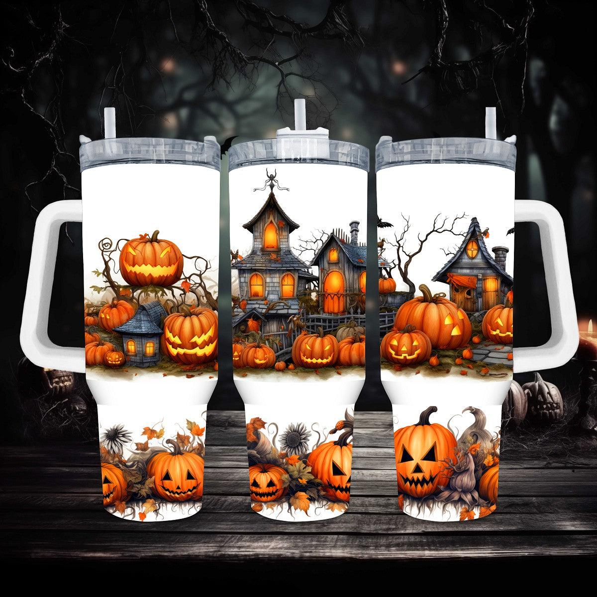 Spooktacular Sips: Unleash Halloween Vibes with a Haunted House 40 oz Tumbler! - Kimmie's Creations L.L.C.