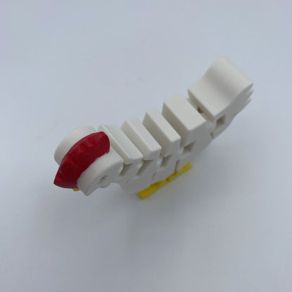 Flexi chicken posed in different positions showing articulated joints