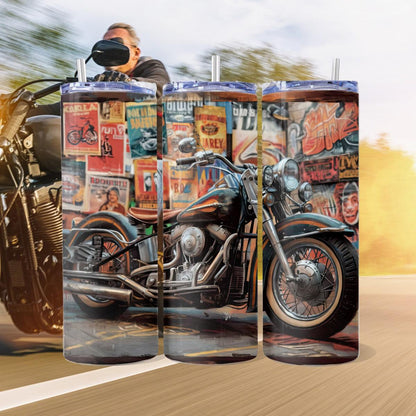 Gritty Urban Harley on a Skinny Tumbler - skinny tumbler