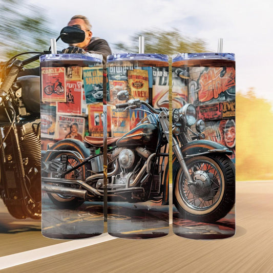 Gritty Urban Harley on a Skinny Tumbler - Kimmie's Creations L.L.C.