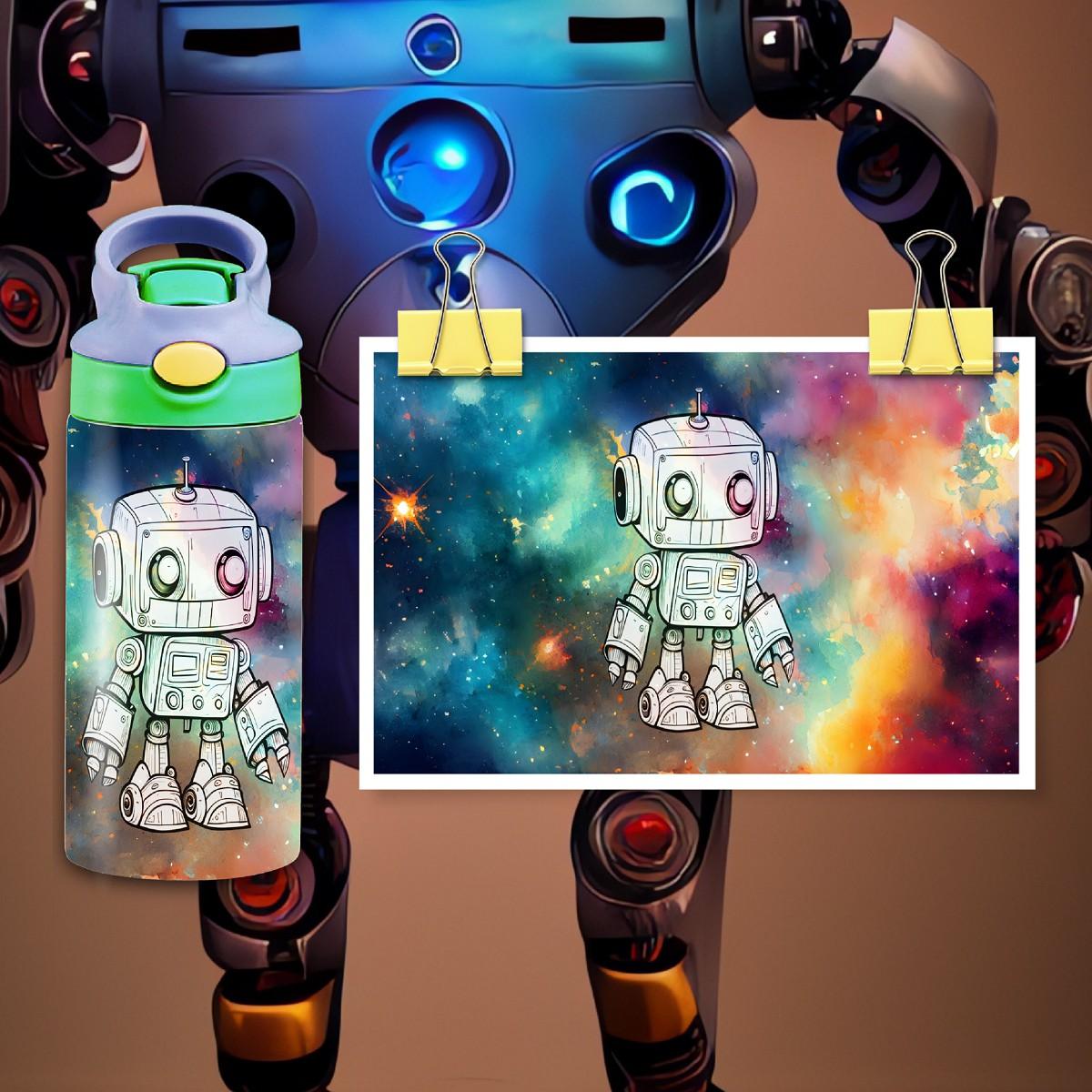 Cute Robot Keeps Kids Hydrated! Choose from 5 different image options - Kimmie's Creations L.L.C.