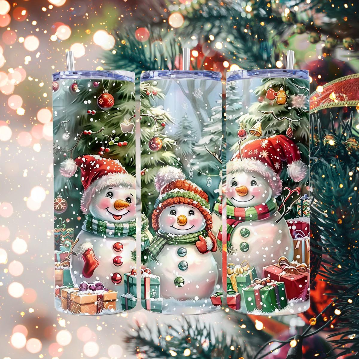 Festive Snowmen Delight with Gifts! - a Skinny Tumbler - Kimmie's Creations L.L.C.