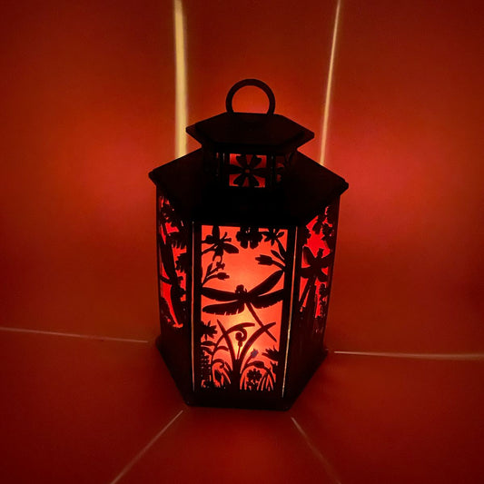 Dragonfly & Floral Cupola design flameless candle Lantern