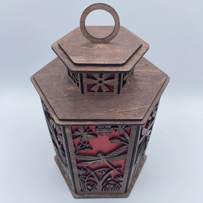 Dragonfly & Floral Cupola design flameless candle Lantern