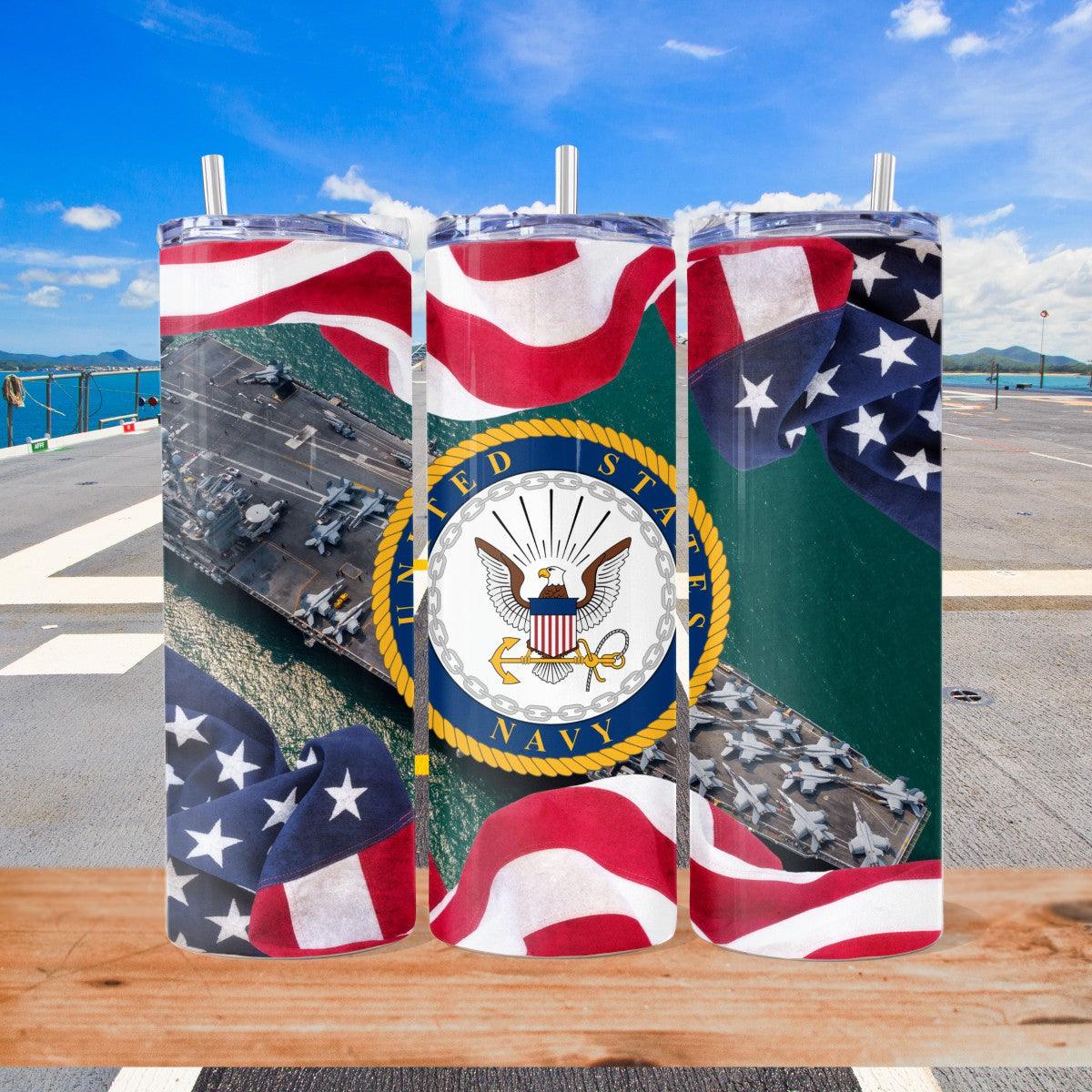 US Navy Skinny Tumbler - Kimmie's Creations L.L.C.