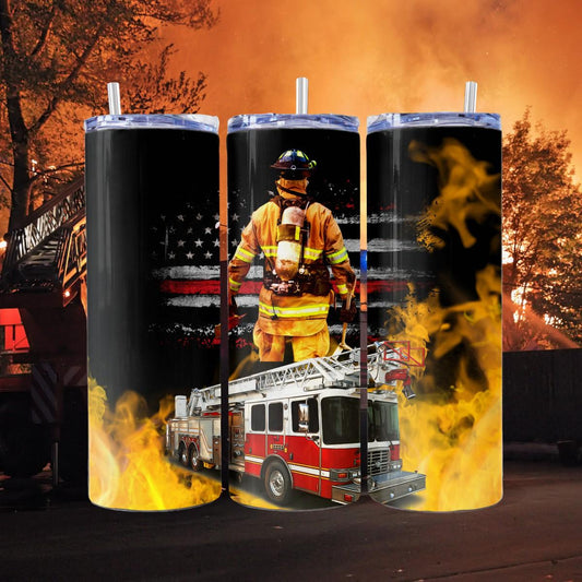 Lauding the American Firefighter - a Skinny Tumbler - Kimmie's Creations L.L.C.