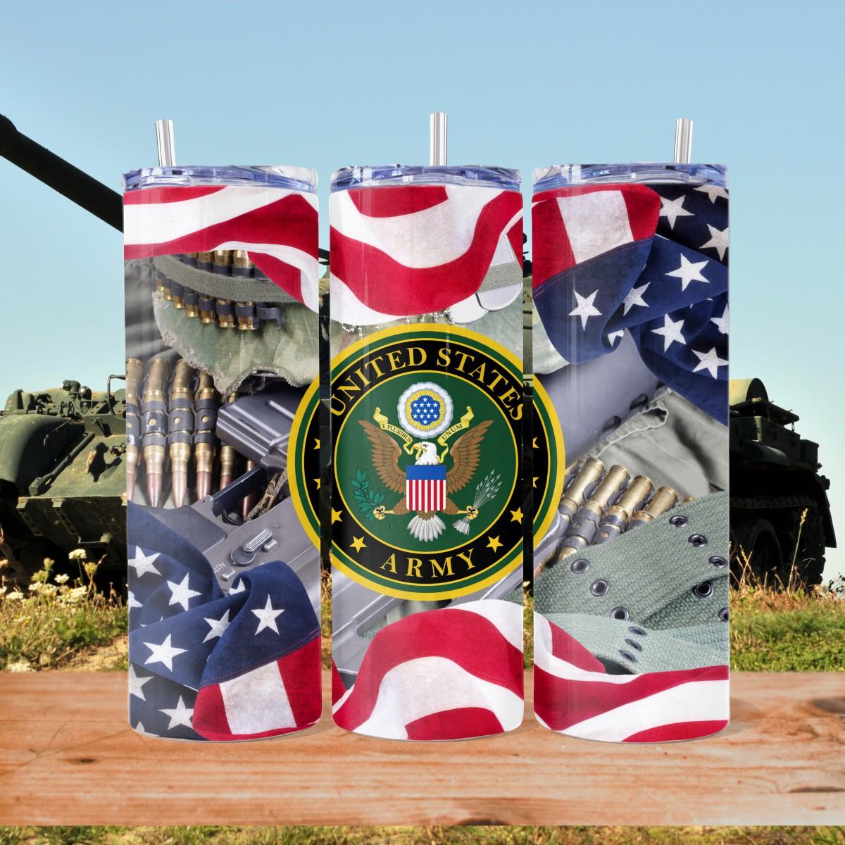 US Army Skinny Tumbler with 2 image choices - Kimmie's Creations L.L.C.