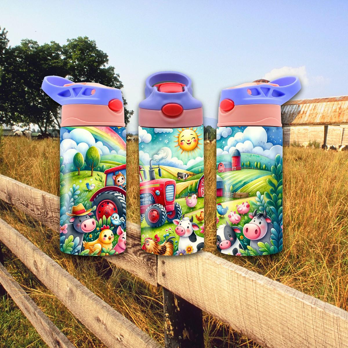 Farmyard Adventure: Quenching Kids' Imaginations! - a 12 oz Flip Top - Kimmie's Creations L.L.C.